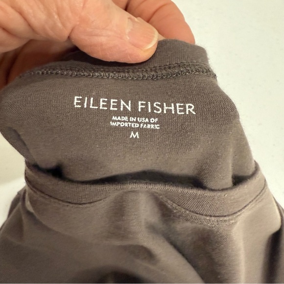 Eileen Fisher Organic Cotton Dress Taupe Ballet Neck Cap Sleeves Women’s Size M - Picture 9 of 12